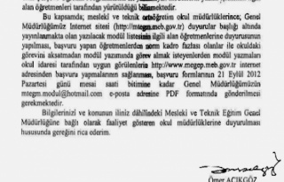 MODÜL YAZIMINDA GÖREV ALACAK ÖĞRETMENLER ARANIYOR...