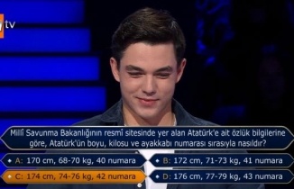 ‘Kim Milyoner Olmak İster’ yarışmasında son sorudan bir önceki soruyu doğru bilen genç 1 milyonluk soruya ulaştı. 